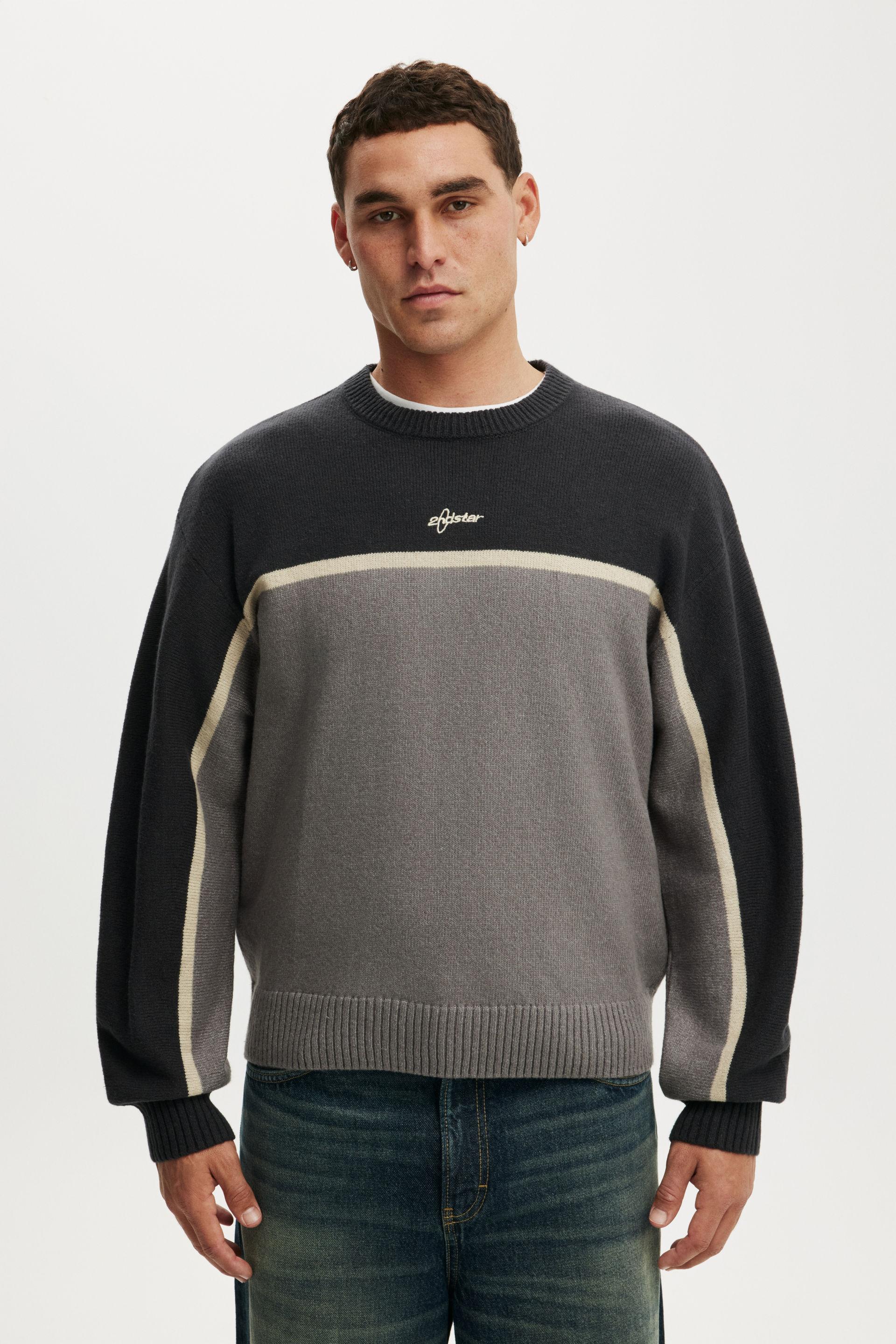 Panelled Crew Knit - Black / Splice