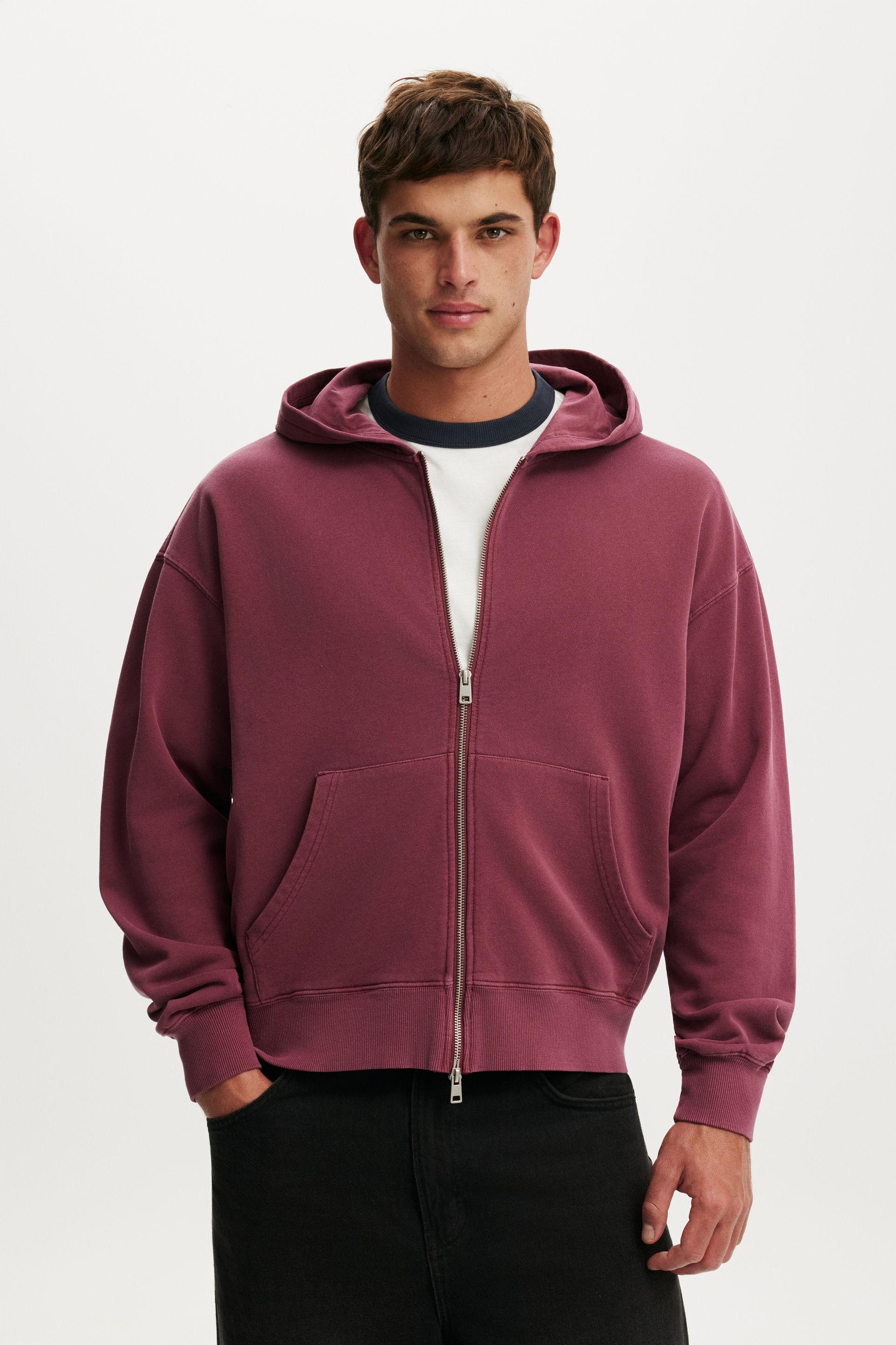 Zip Up Hoodie - Crimson Wash