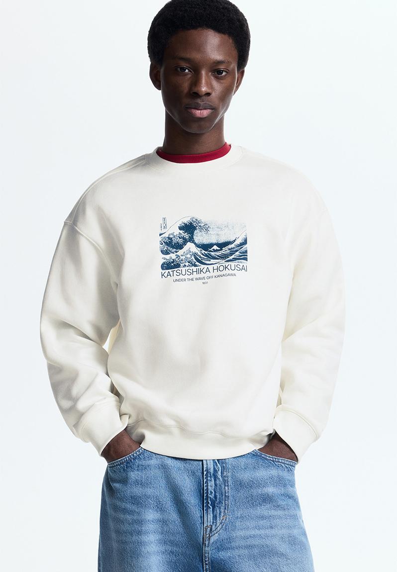 Salsation Oversized Sweat shirt ！ Loose fit sweatshirt - white/katsushika hokusai - 1117747062