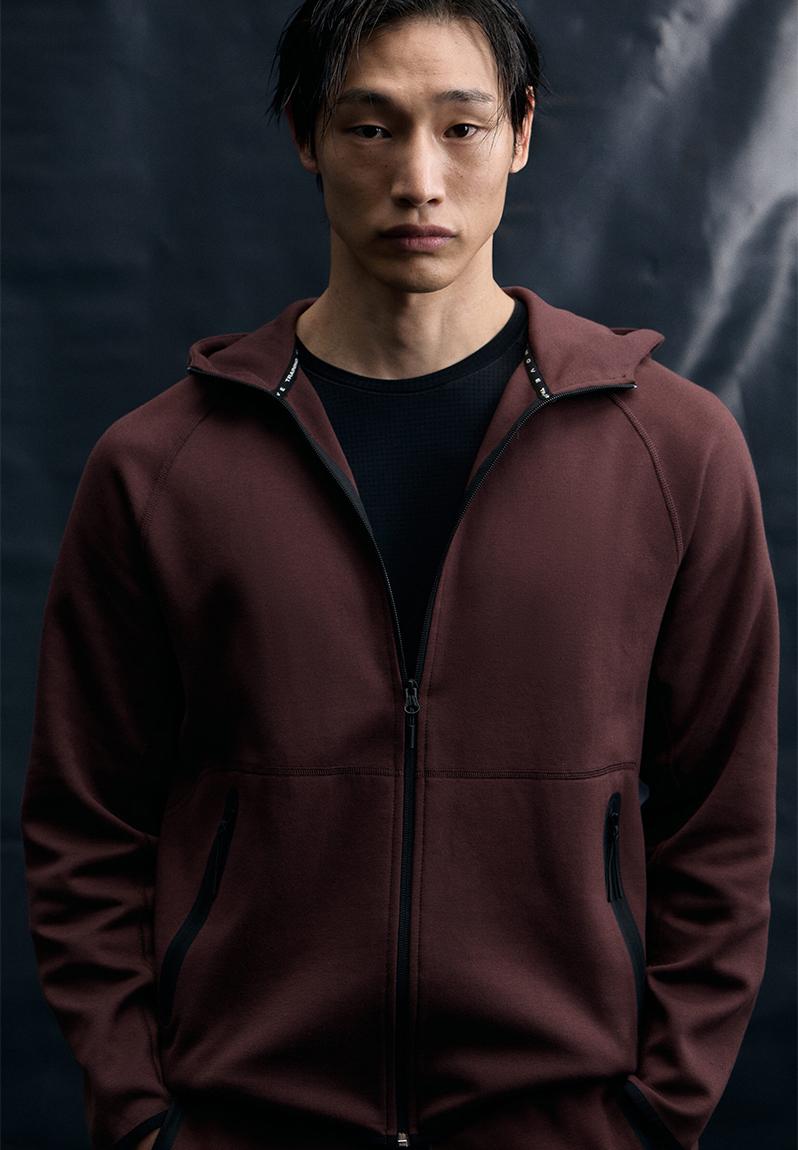 Sports zip-through hoodie with drymove™ - dark brown - 1225654009