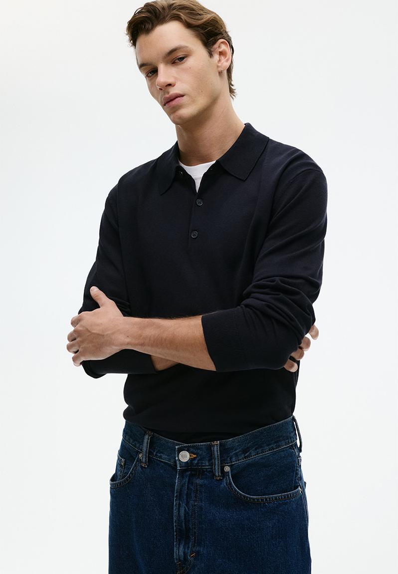 【希少】sullen vintage knit polo shirts 深水光太 Regular fit fine-knit polo shirt - navy blue - 1286502008
