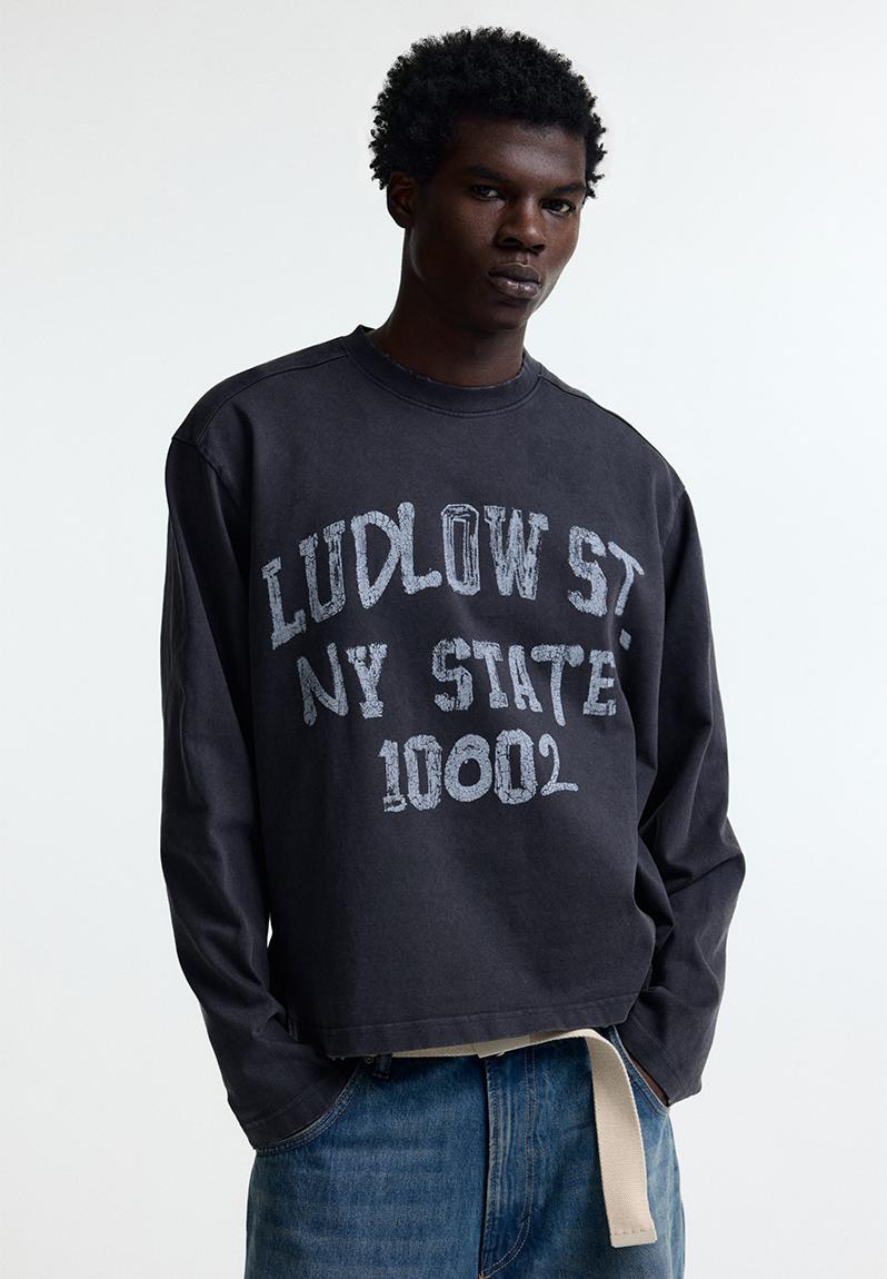 Oversized fit printed jersey top - dark grey/ludlow st. - 1306614001