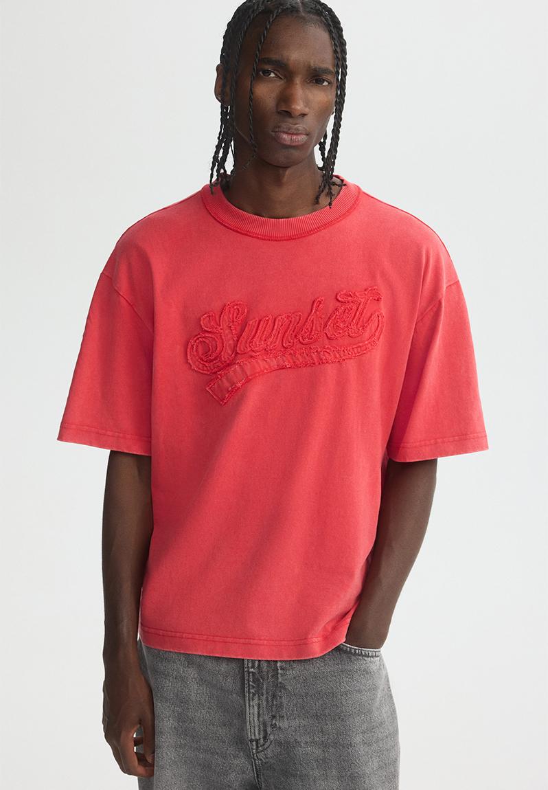 Loose fit printed t-shirt - red/sunset - 1262292018