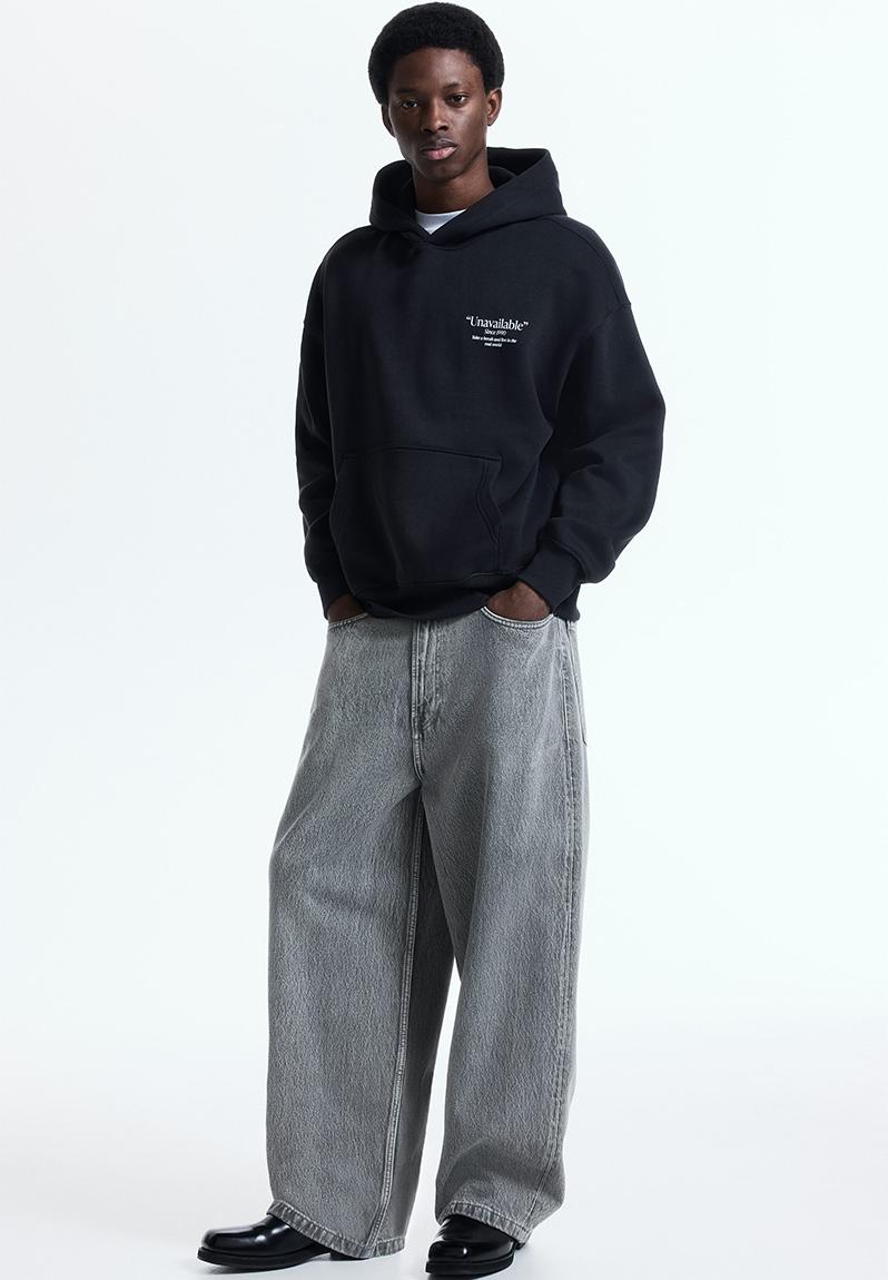 Oversized fit printed hoodie - black/unavailable - 1284317008