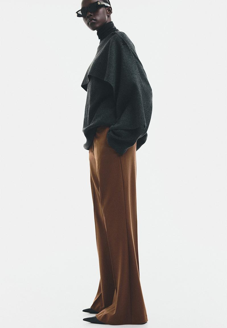 Flared tailored trousers - brown - 1307548003