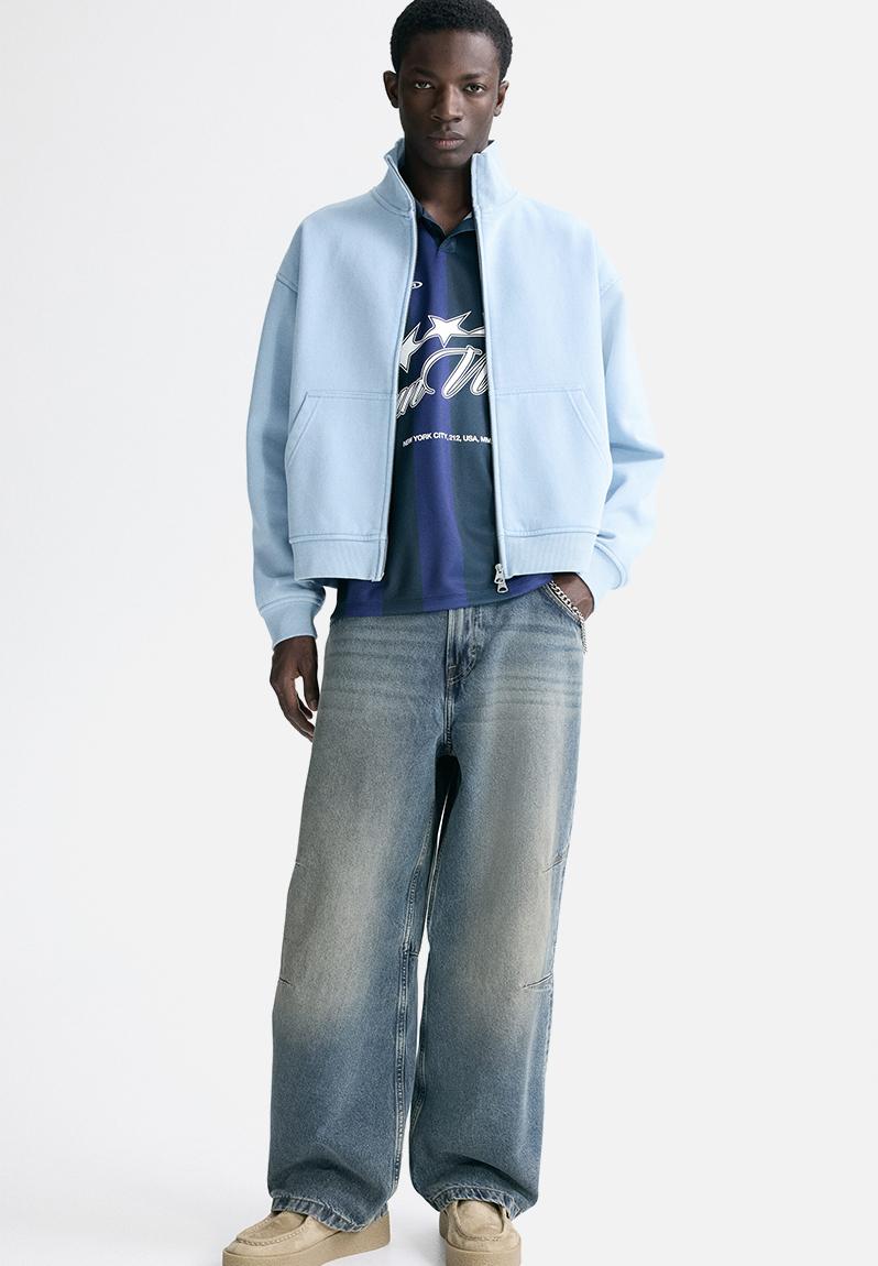 goar.archive zipperpants ライトブルー Loose fit boxy zip-through sweatshirt - light blue - 1330313002