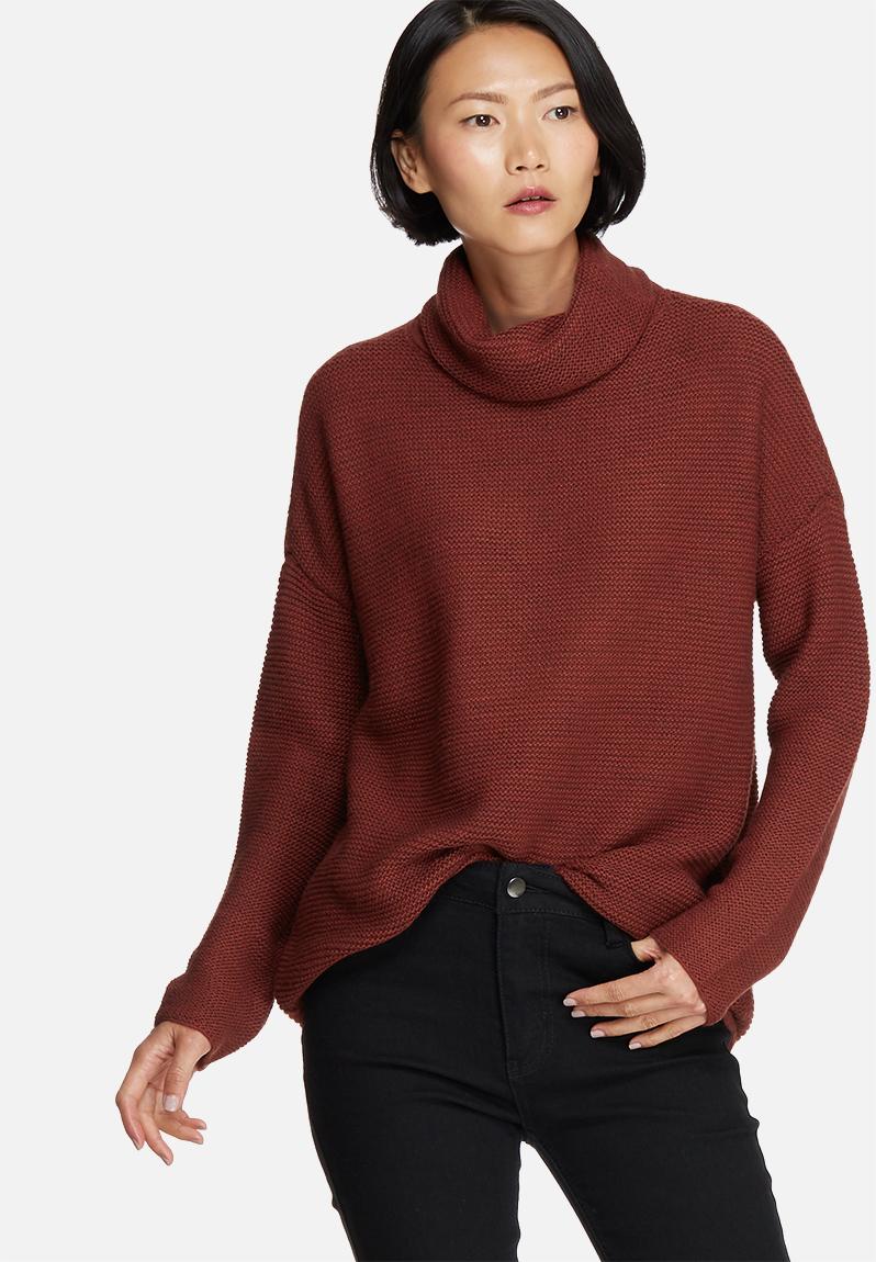 Joya Miami long roll neck knit - fired brick Vero Moda Knitwear ...