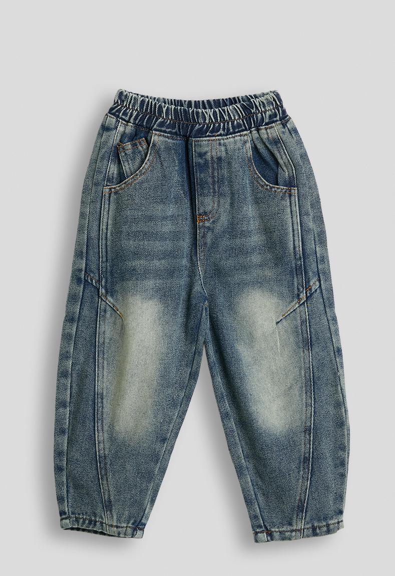 Panelled stone wash jeans - blue