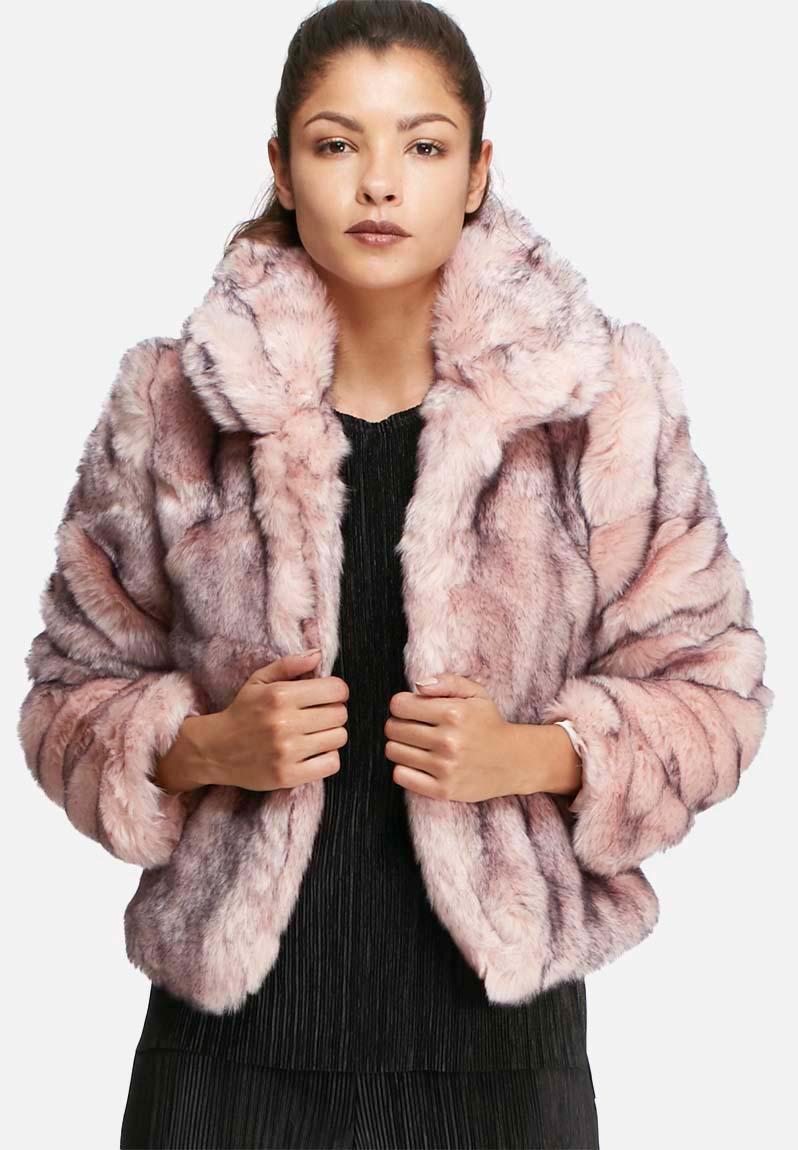 Short faux fur coat - pink & black Glamorous Jackets | Superbalist.com