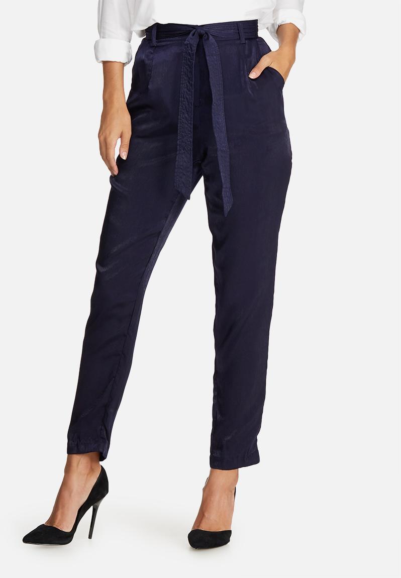 Satin cigarette trousers - navy Missguided Trousers | Superbalist.com