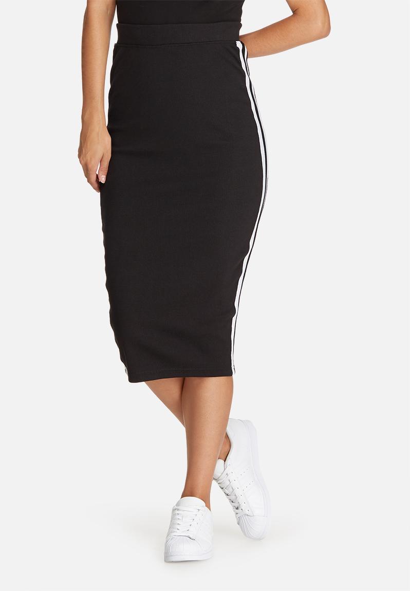 Ribbed side stripe midi skirt - black Missguided Skirts | Superbalist.com