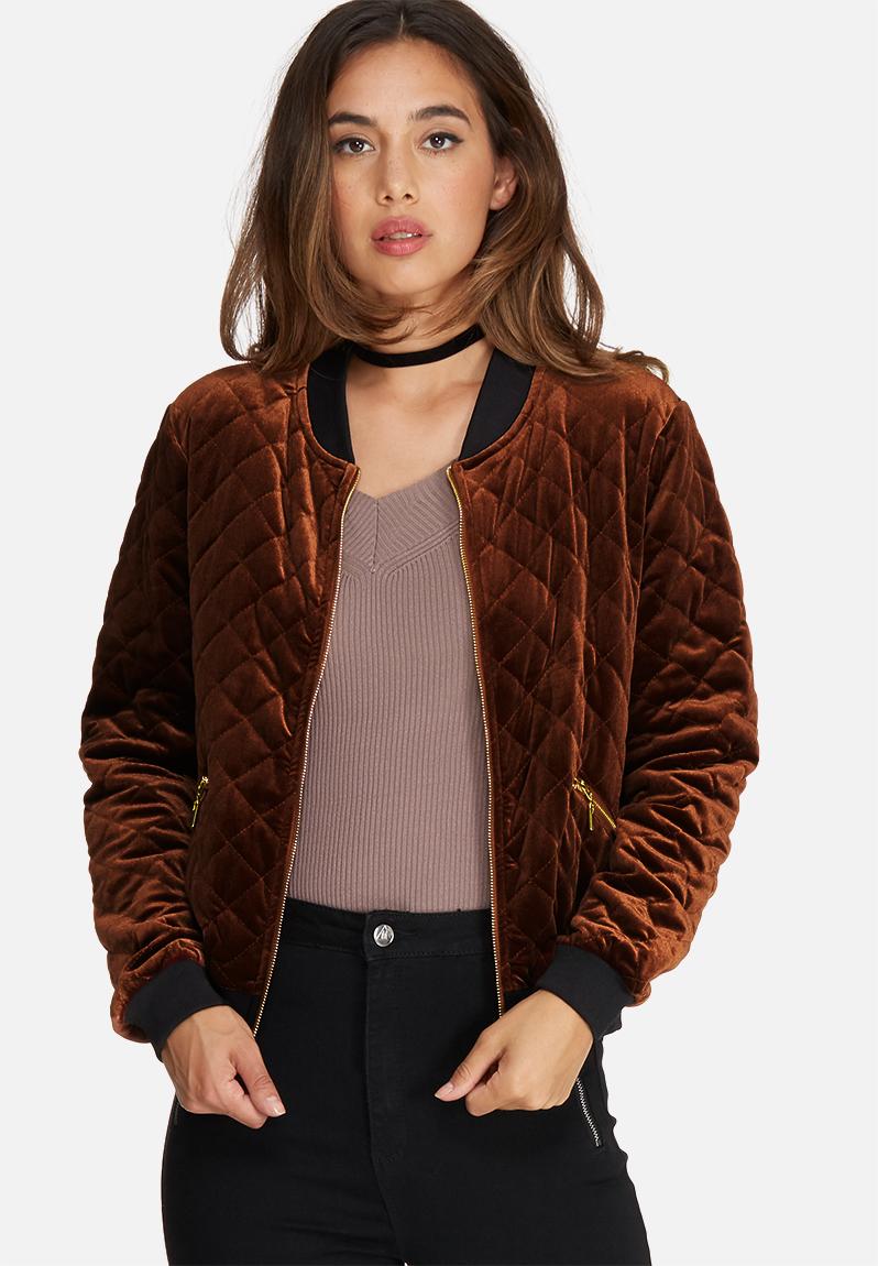Download Quilted bomber jacket - bronze Missguided Jackets ...