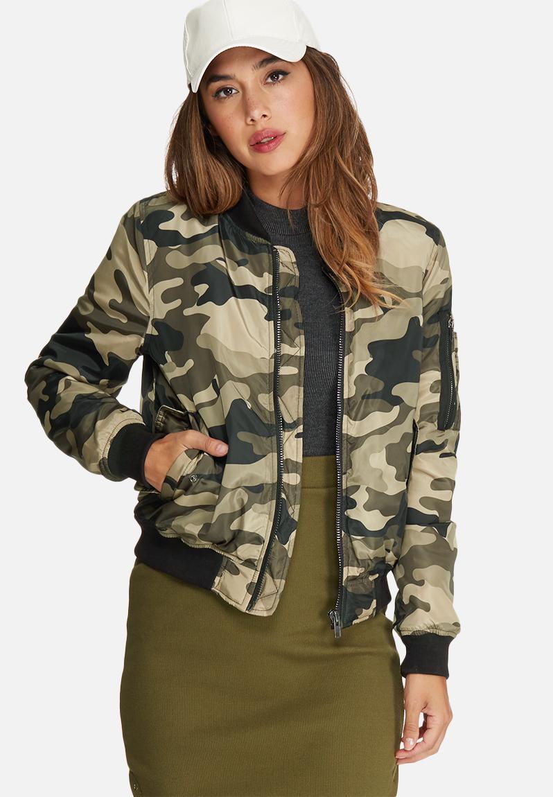 Padded bomber jacket camo - green Missguided Jackets | Superbalist.com