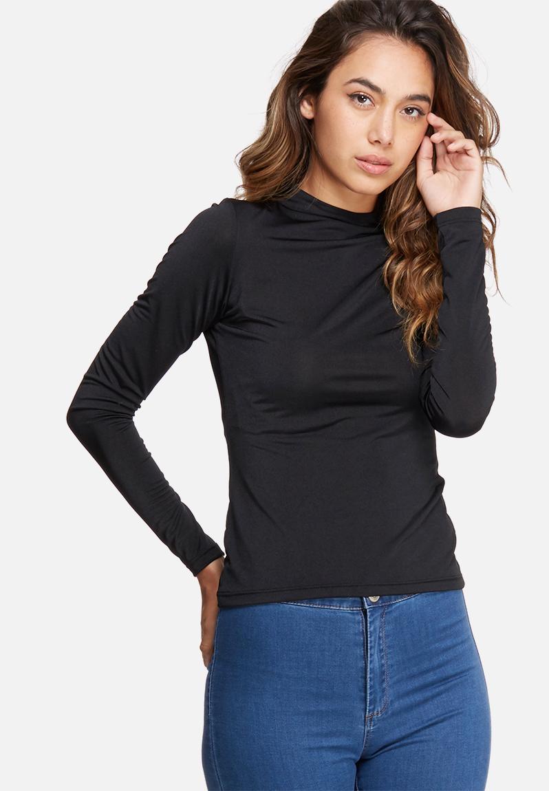 Slinky polo neck top - black dailyfriday T-Shirts, Vests & Camis ...