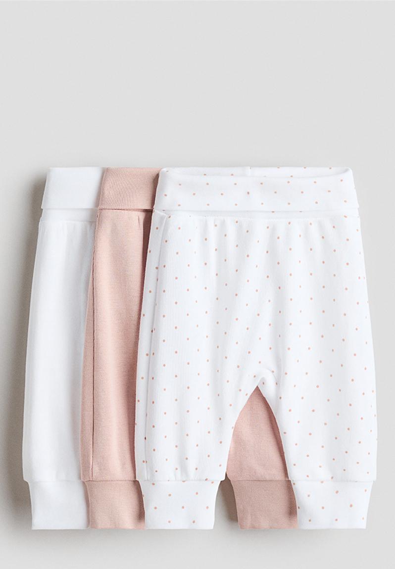 3-pack foldover-waist trousers - light dusty pink/spotted - 0909534024