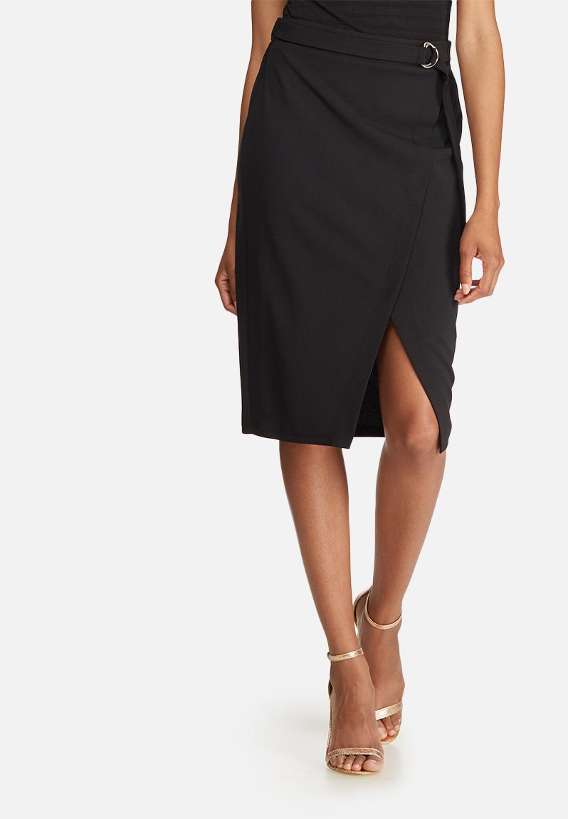 Mock Wrap Pencil Skirt Black Dailyfriday Skirts 2246