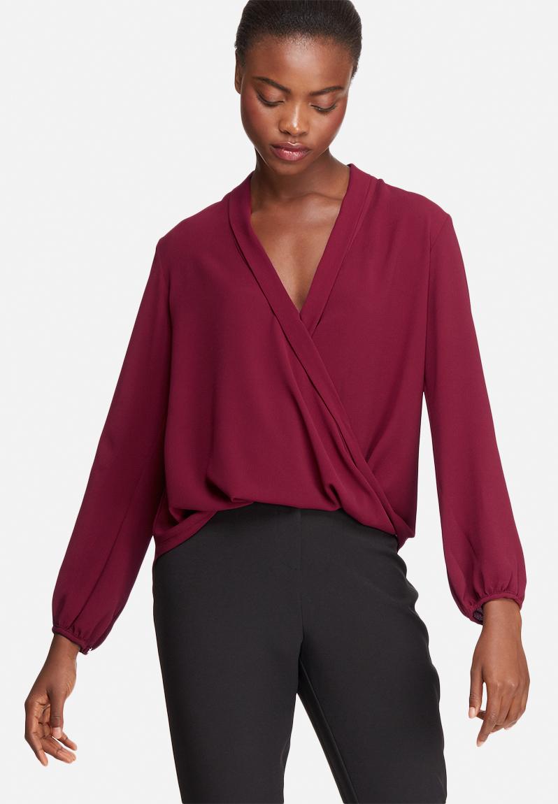 Wrap front blouse - burgundy dailyfriday Blouses | Superbalist.com