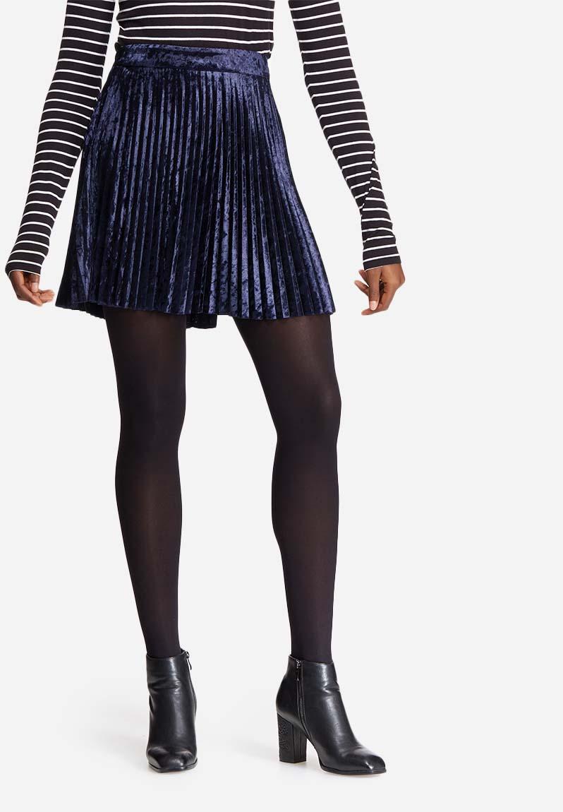Velvet pleated mini skirt - navy dailyfriday Skirts | Superbalist.com
