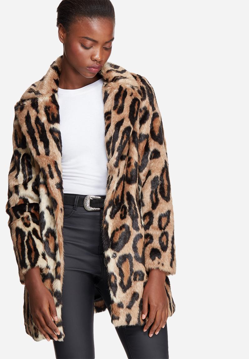 Leopard faux fur coat - leopard Glamorous Jackets | Superbalist.com