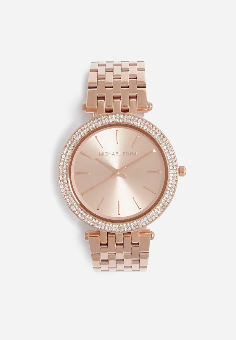 michael kors darci rose gold plated bracelet watch & bangle