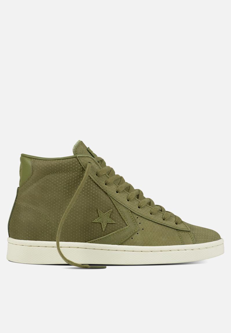 Cons PL 76 Lux Leather Mid - 155649C - Fatigue Green / Egret Converse ...