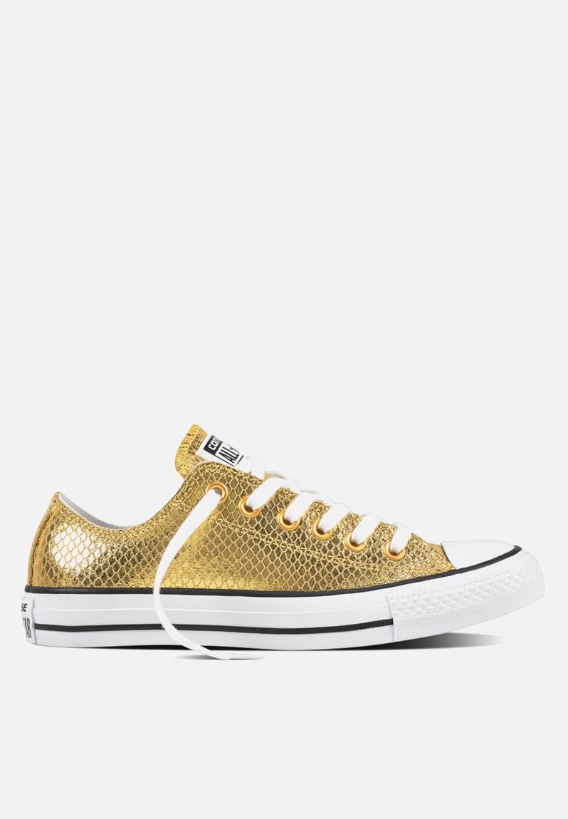 Chuck Taylor All Star Metallic Snake Leather L OX-555967C-Gold/Blck/Wh ...