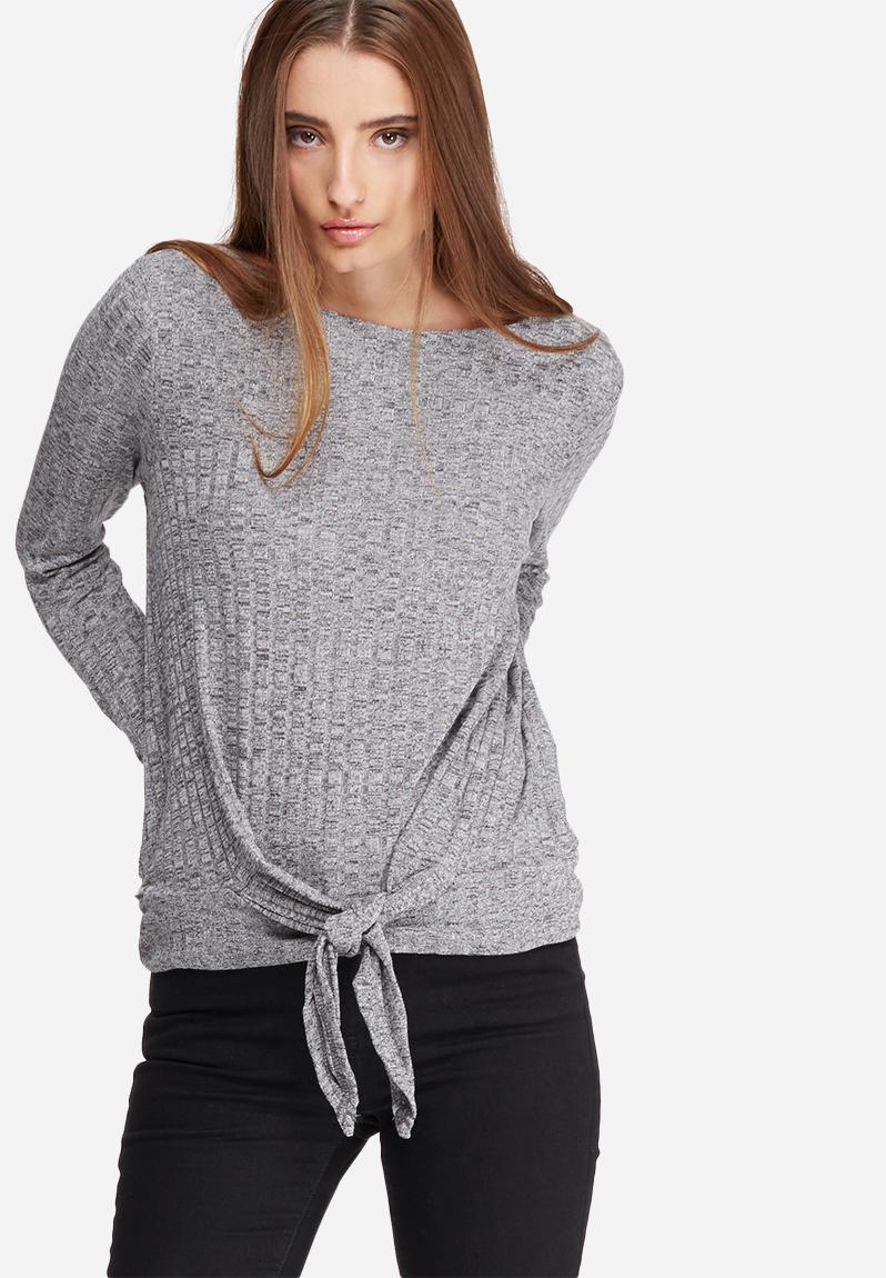 Regina l/s knotted pullover - phantom ONLY Knitwear | Superbalist.com