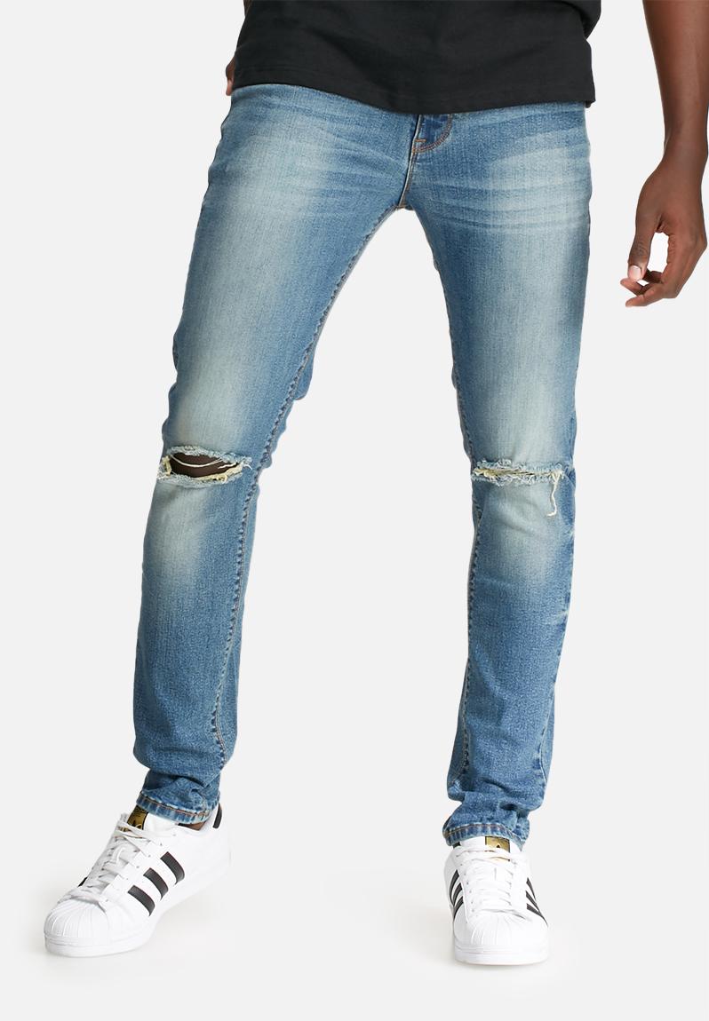 blue knee rip baggy boyfriend jeans