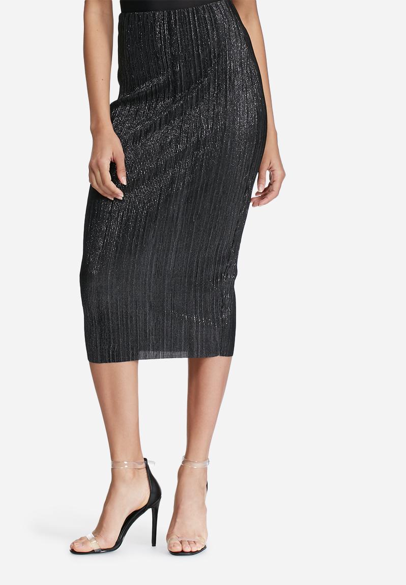 Glitter crinkle midi skirt - black Missguided Skirts | Superbalist.com