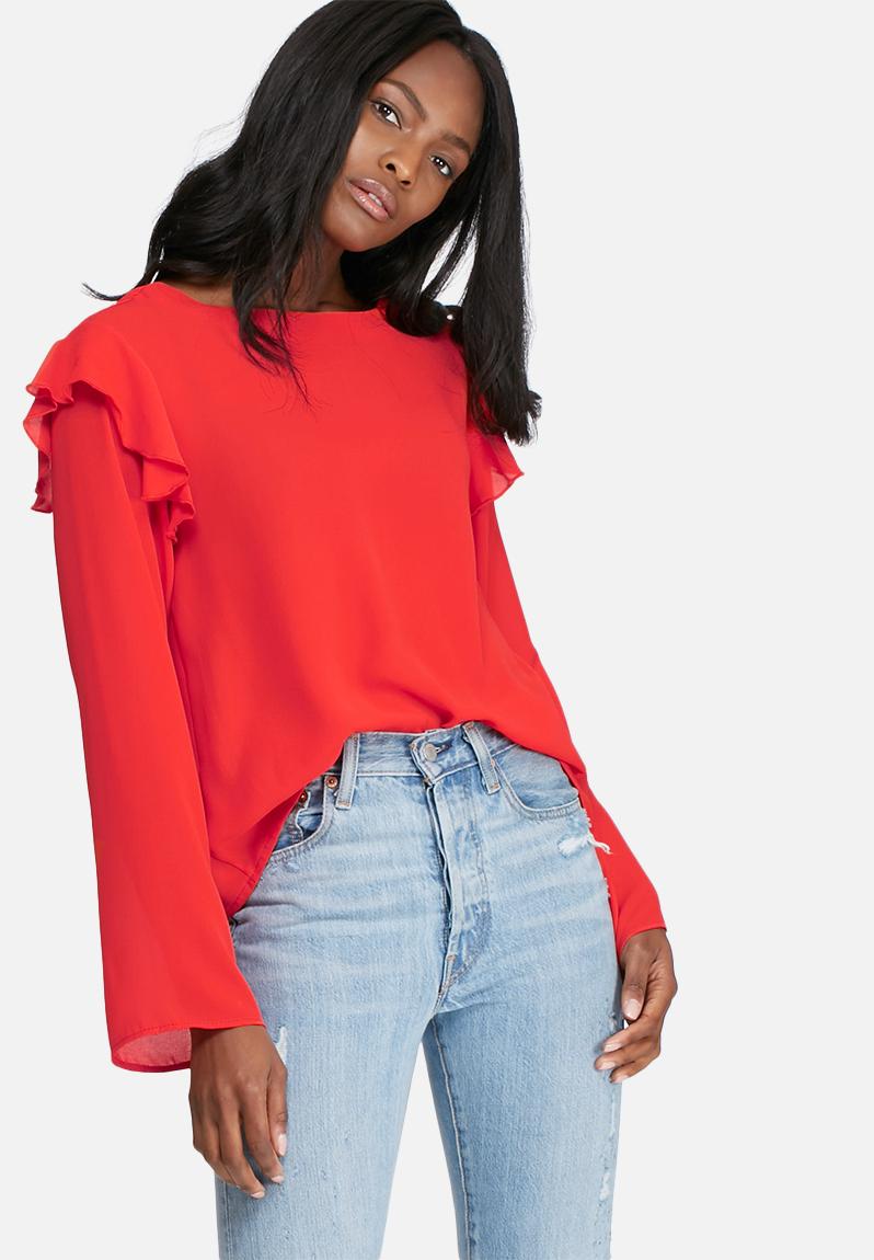 Shoulder frill shell top - red dailyfriday Blouses | Superbalist.com