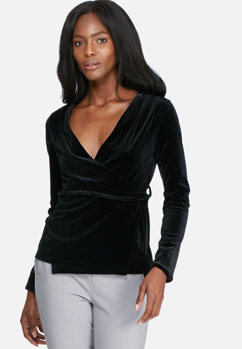 Velvet wrap blouse - black dailyfriday Blouses | Superbalist.com