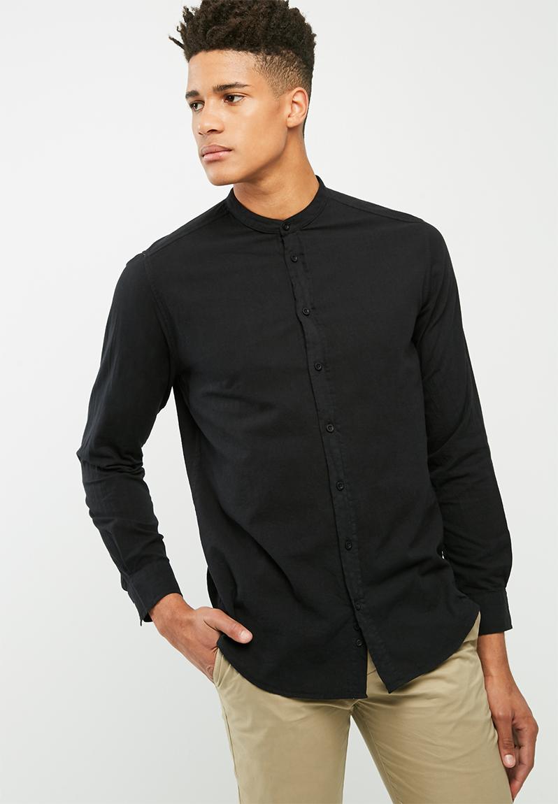 Manderin linen look/ black basicthread Shirts | Superbalist.com