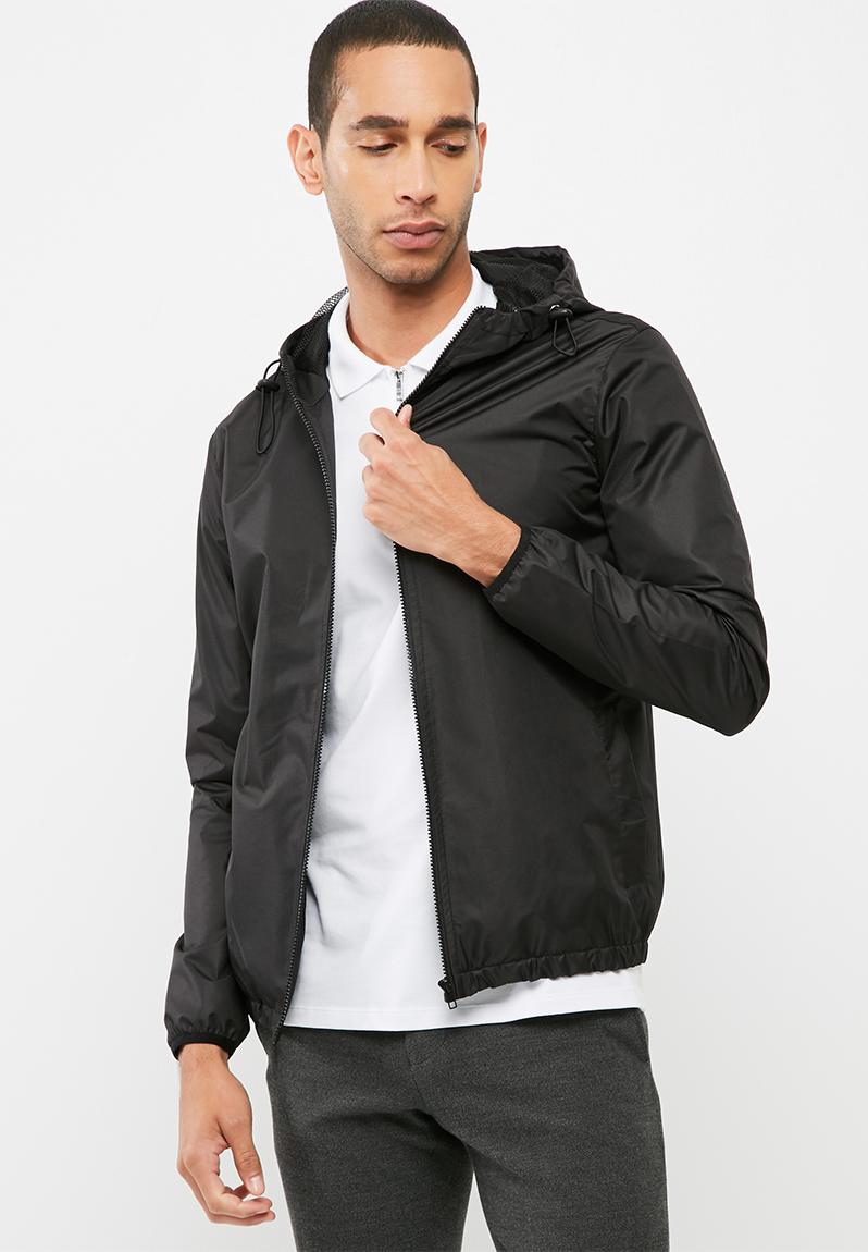 Windbreaker with self fabric cuff & hem- black basicthread Jackets ...