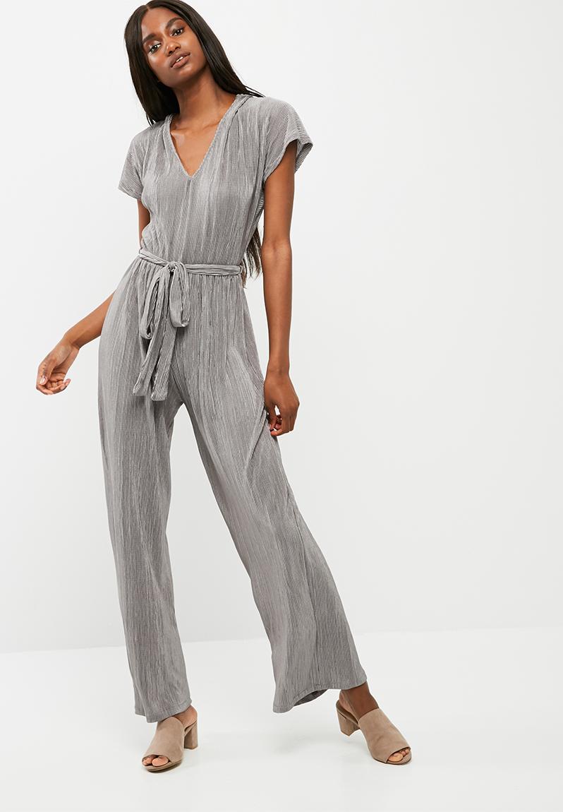 Plisse knot detail jumpsuit - grey dailyfriday Jumpsuits & Playsuits ...
