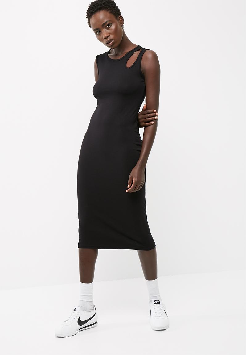 Midi vest dress with cut out detail - black dailyfriday Casual ...