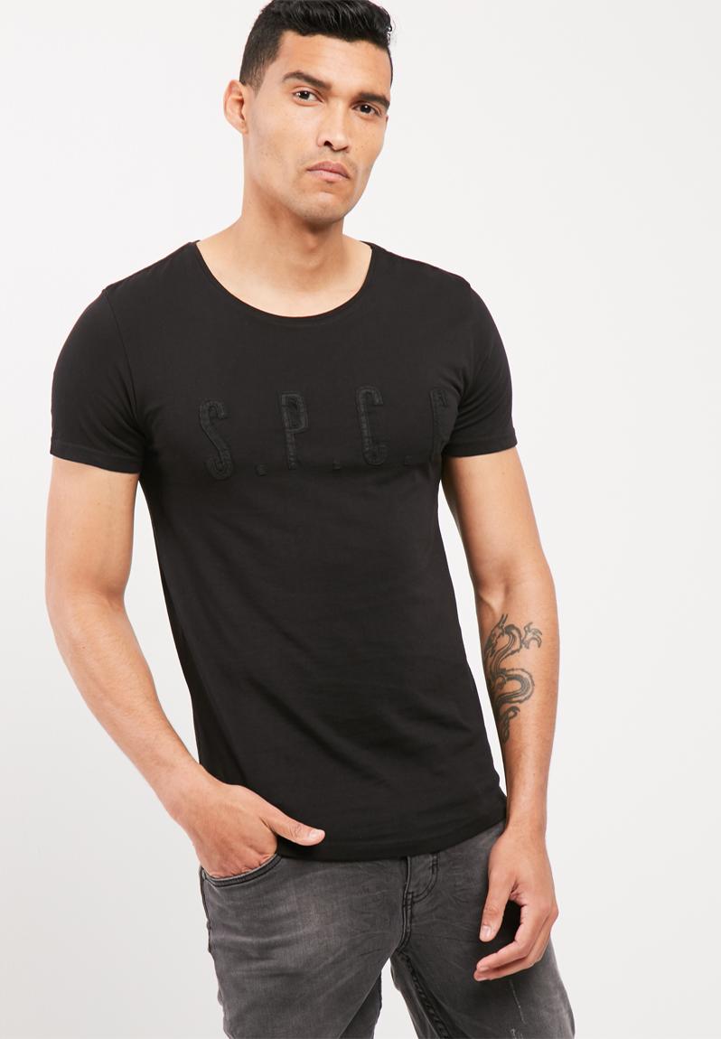 Basic crew neckline tee with SPCC print - black S.P.C.C. T-Shirts ...