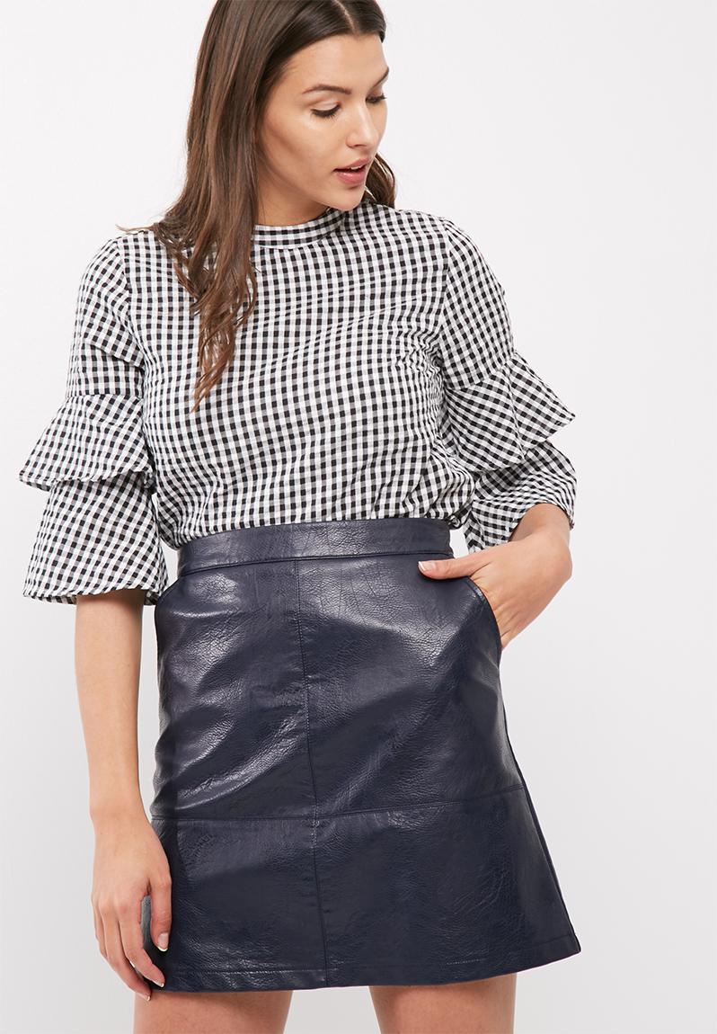 black gingham blouse