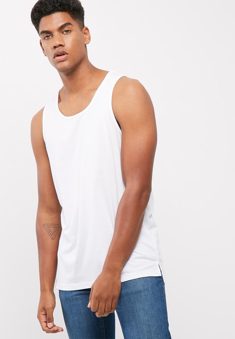 Longo plain tail hem vest - white basicthread T-Shirts & Vests ...