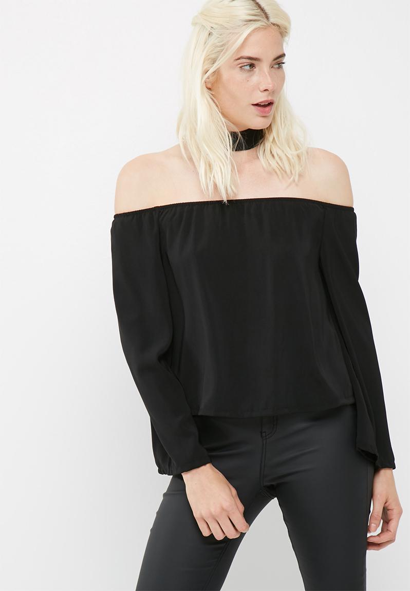 Choker bardot blouse - black Missguided Blouses | Superbalist.com