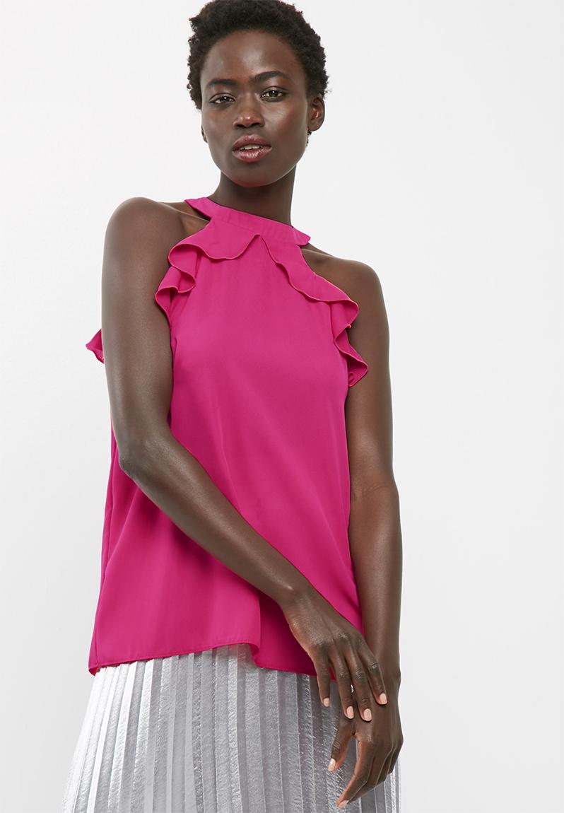 Ruffle cut away cami top - cerise pink dailyfriday T-Shirts, Vests ...