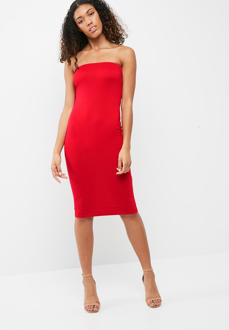 Bandeau bodycon midi dress - red Missguided Occasion | Superbalist.com