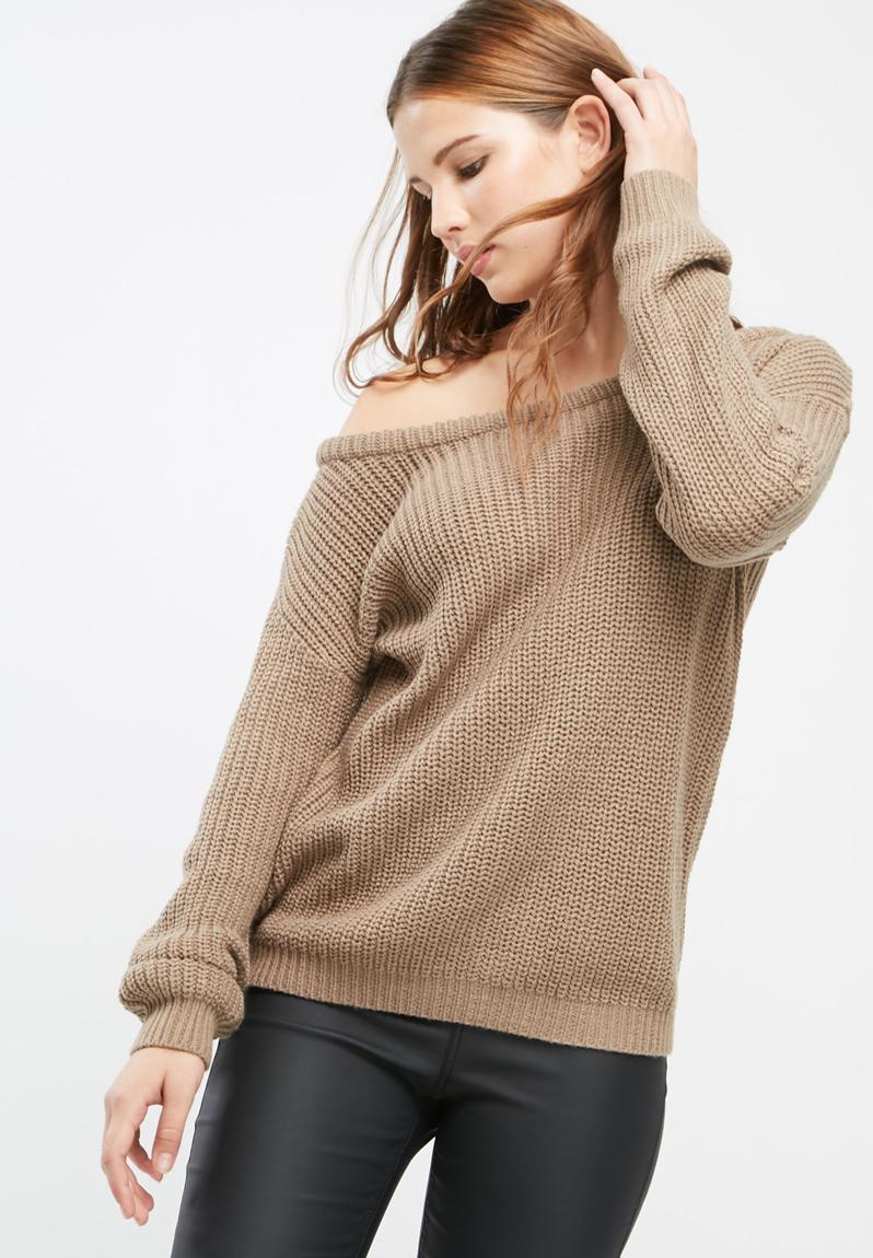 brown knitted long sleeve jumper shirt dress