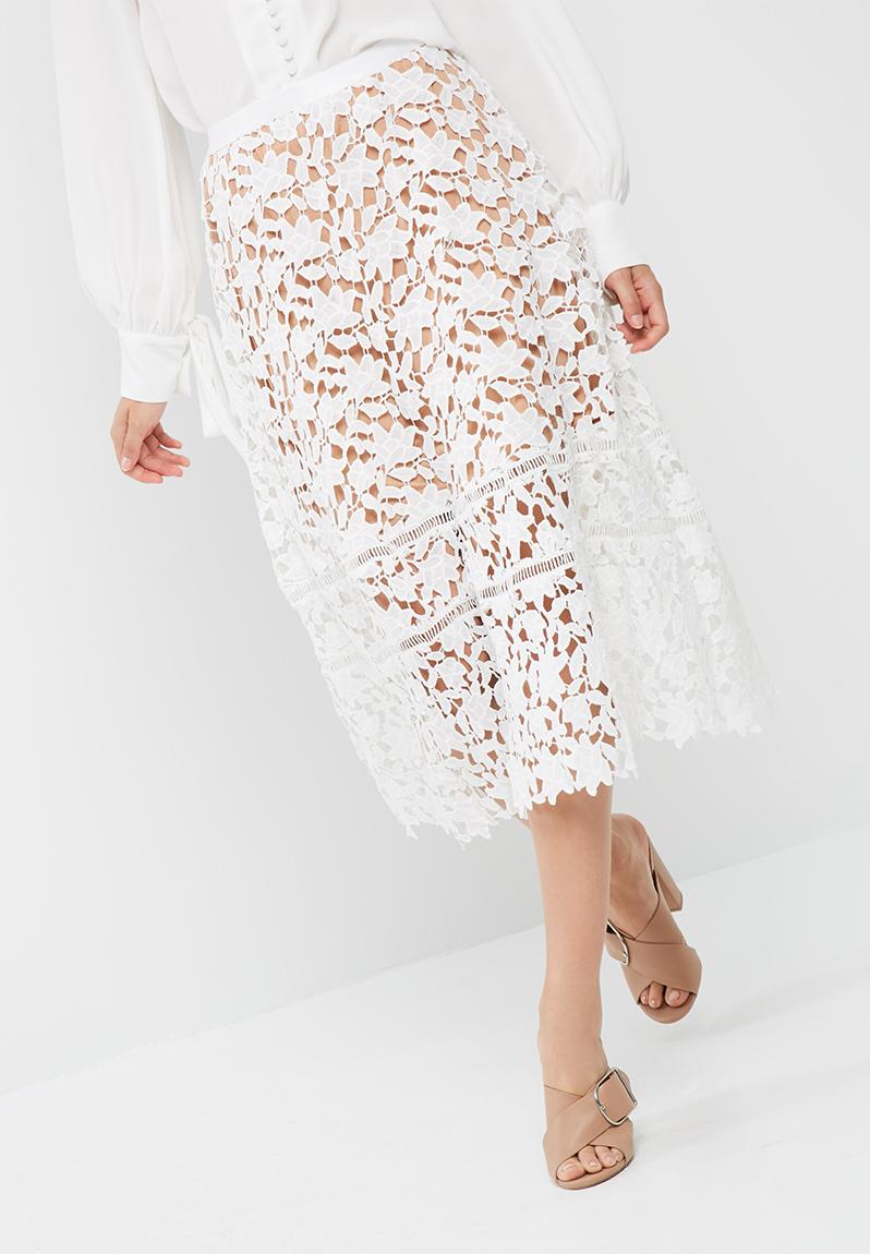 Premium heavyweight crochet lace full midi skirt - white Missguided ...