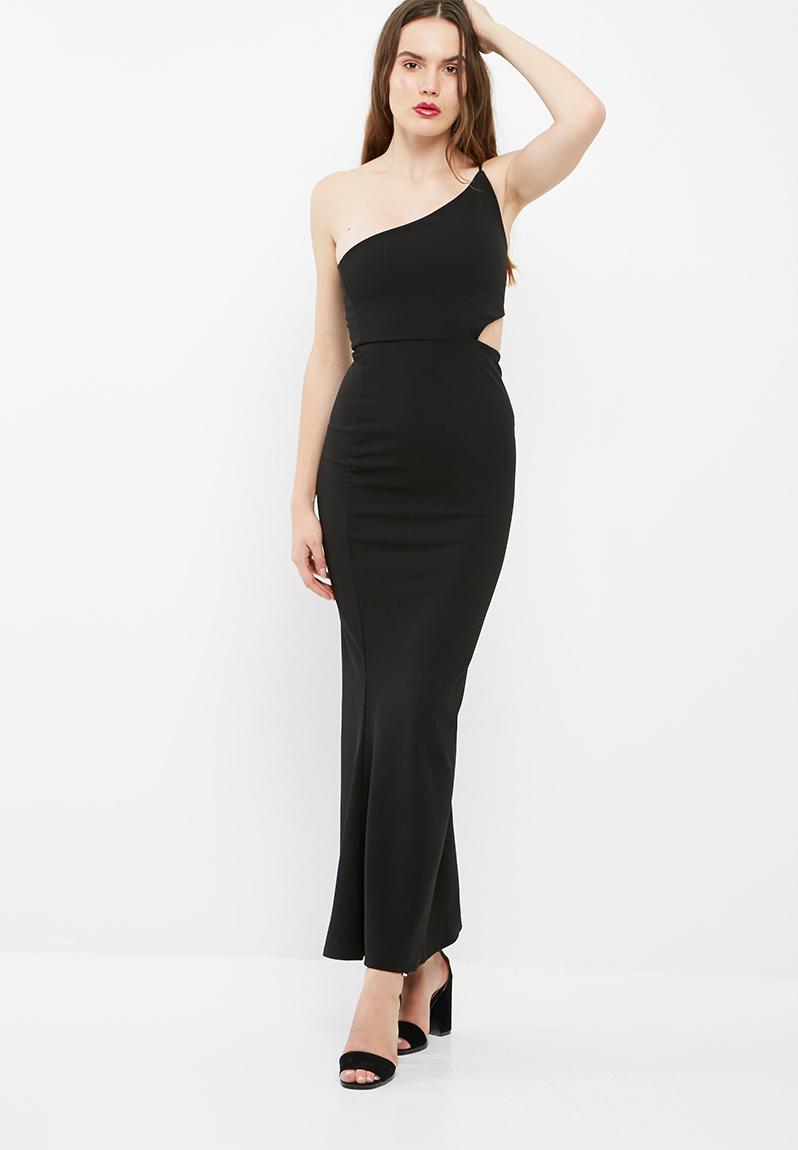 Cut out waist one shoulder maxi dress - black Missguided Occasion ...