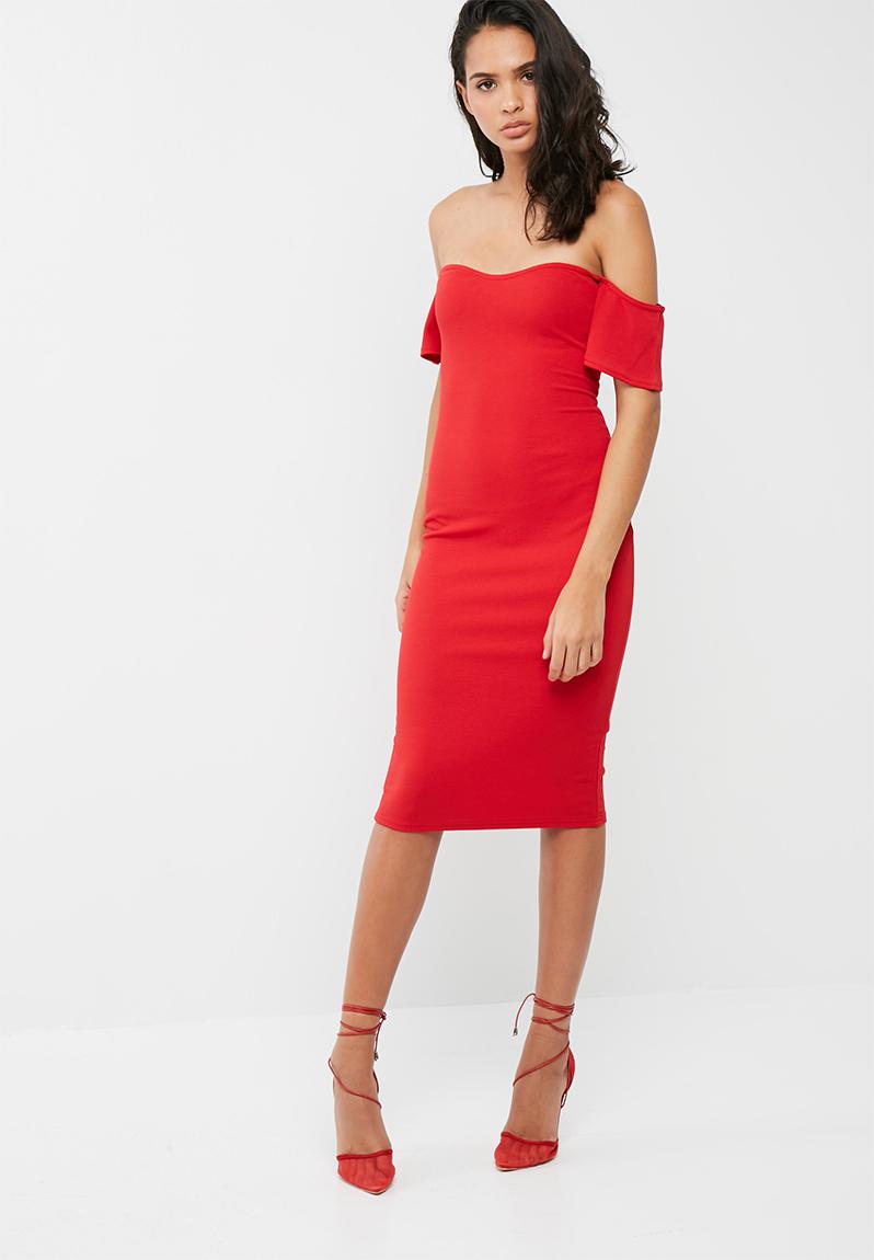 Bardot bodycon midi dress - red Missguided Occasion | Superbalist.com