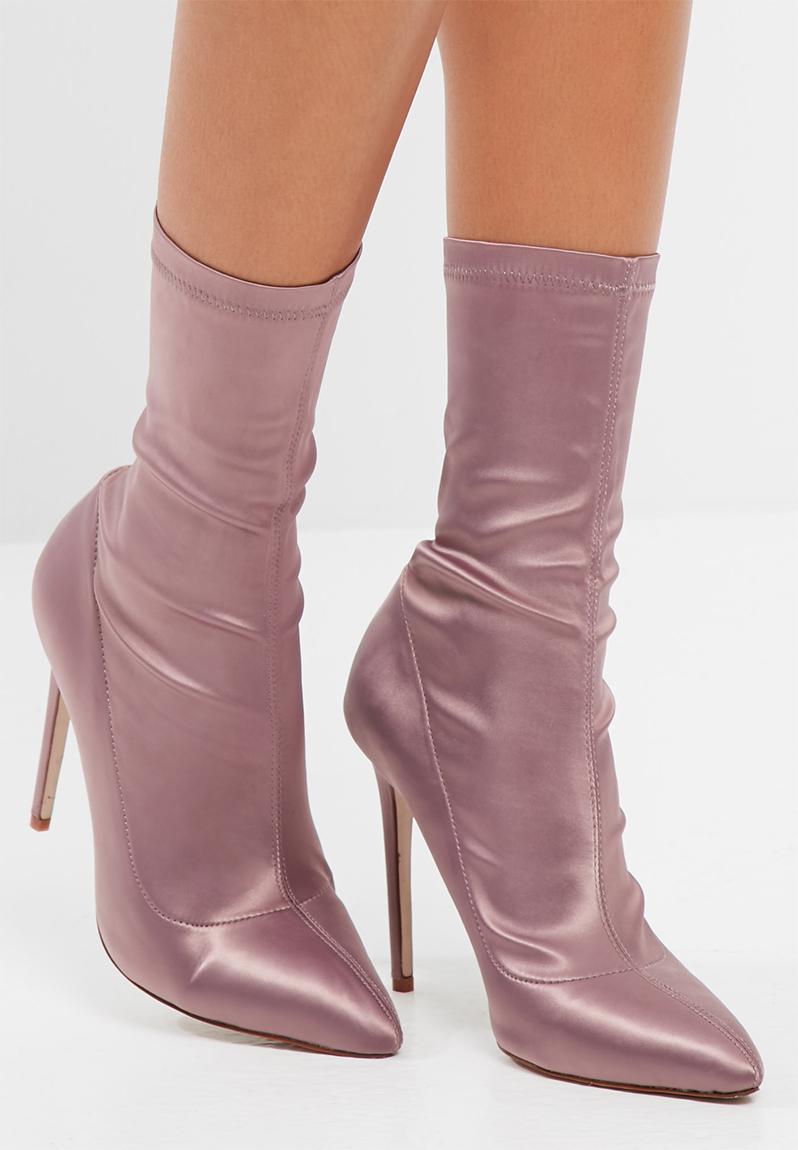 Pointed satin stiletto boots - lilac Missguided Boots | Superbalist.com