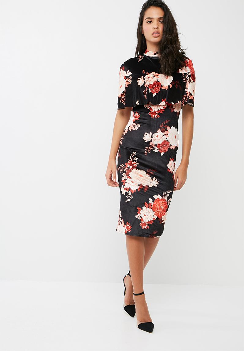 midi navy floral dress