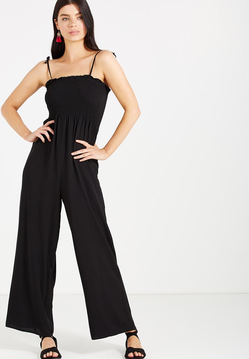 Woven ruby shirred sleeveless jumpsuit - Black Cotton On Jumpsuits ...