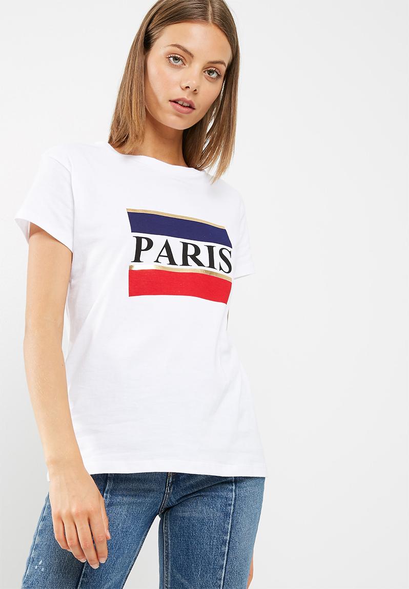 Paris tee - white with slogan dailyfriday T-Shirts, Vests & Camis ...