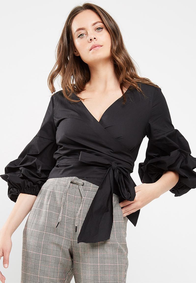 Poplin wrap blouse - black dailyfriday Blouses | Superbalist.com